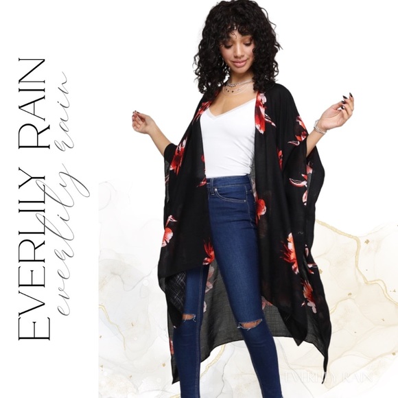 LAST ONE! Floral Print Boho Kimono Wrap - Picture 8 of 15